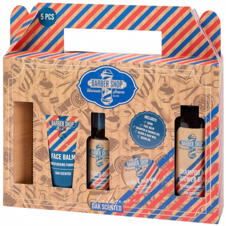 Coffret Cadeau Barbershop 5 Pièces Chêne Boisé | Soin Barbe, Cheveux, Peau